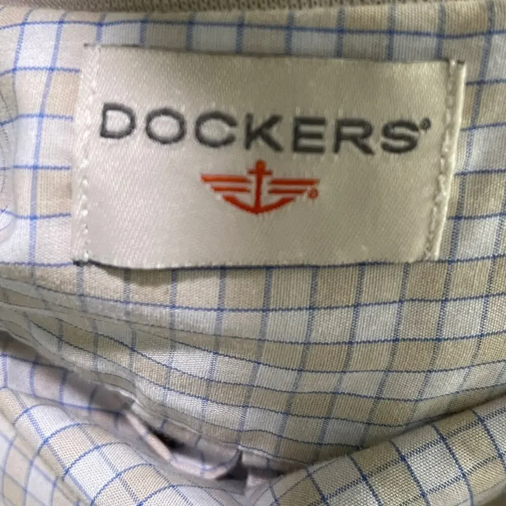 Dockers Men's Pink and White Plaid Shirt